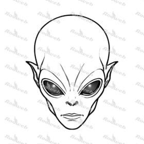 Alien Face Line Art