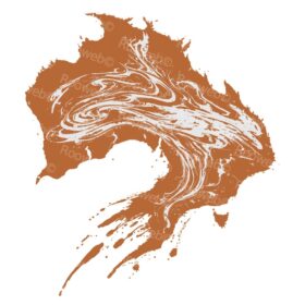 Silhouette map of Australia, dripping away